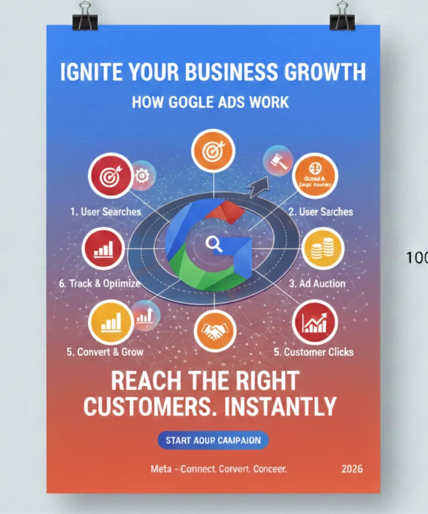 How Google Ads works from user search to ad clicks, conversions, and business growth